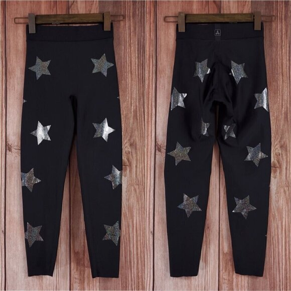 Ultracor Womens XS Black Lux Knockout Silver Diamond Dust Nebula Stars Leggings - Picture 1 of 12